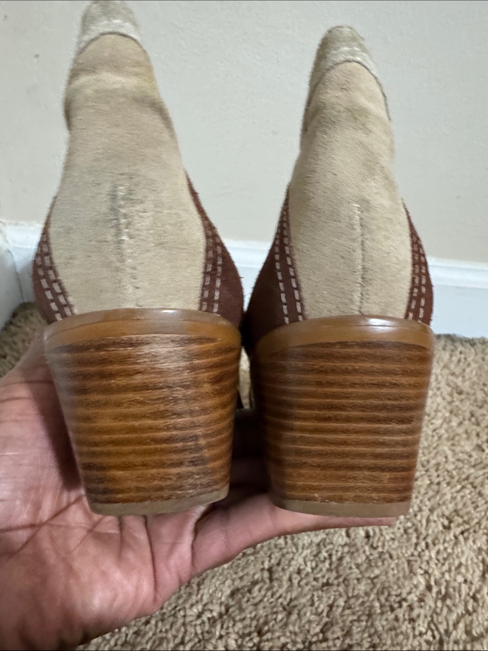 90's To The Maxx Patchwork Suede Ankle Boots Tan & Brown size 7.5 Western Rodeo - Picture 5 of 8
